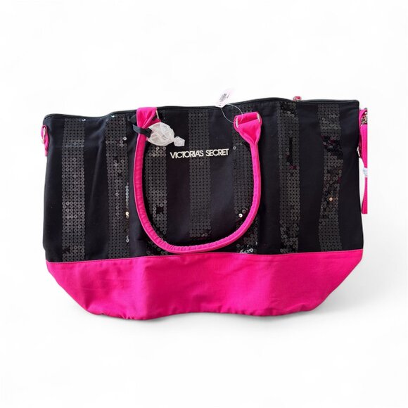 NWT Y2K 2013 Victoria's Secret Limited Edition Sequin Weekender Tote Bag w/Gift - Picture 1 of 7